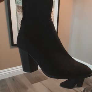 Black Suede Sock Ankle Boots